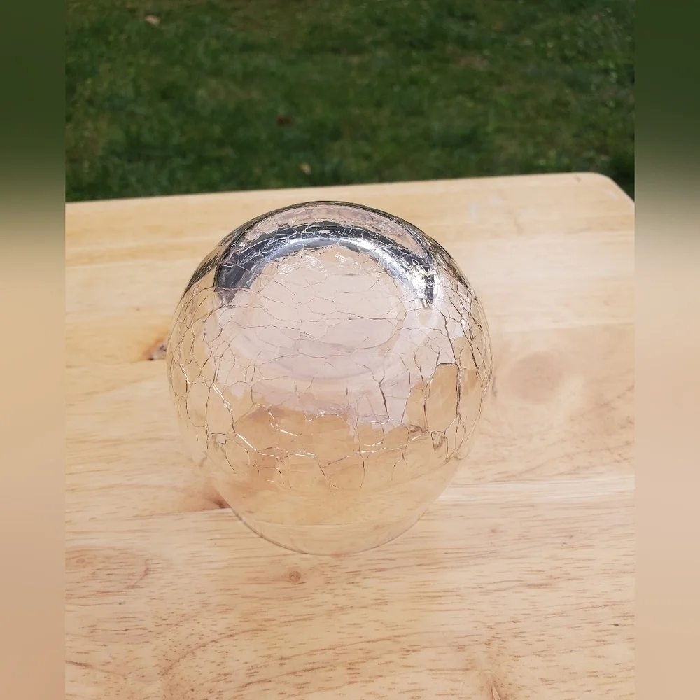 Pier 1 Angled Rim Crackle Stemless Blown clear Glass Cup‎